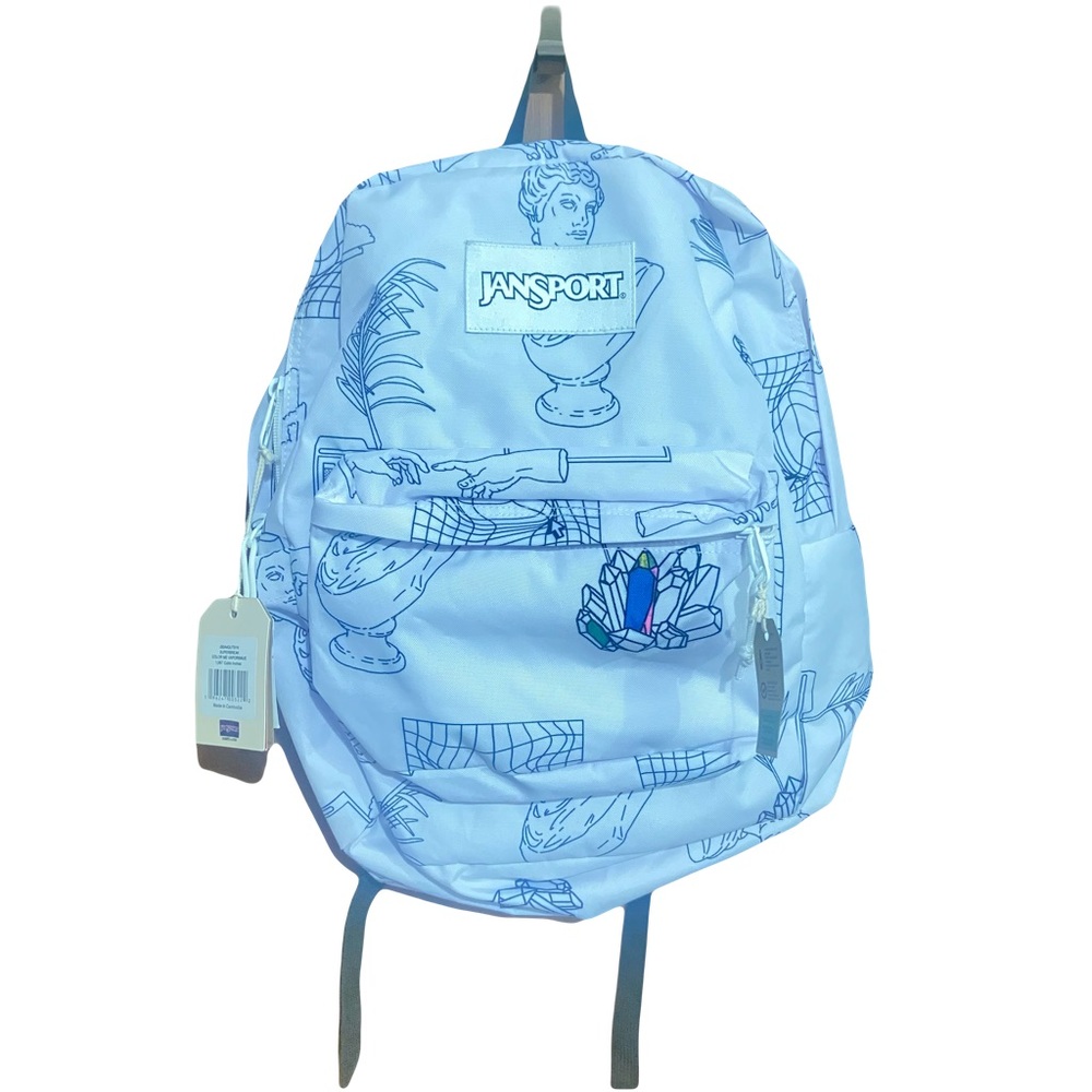 Jansport Color Me Vaporwave White Backpack with Artistic Design